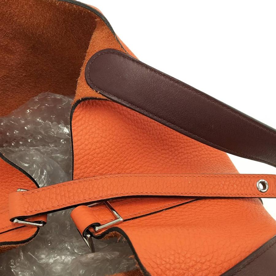 HERMES（エルメス） ピコタンロックMM ハンドバッグ レザー オレンジ系