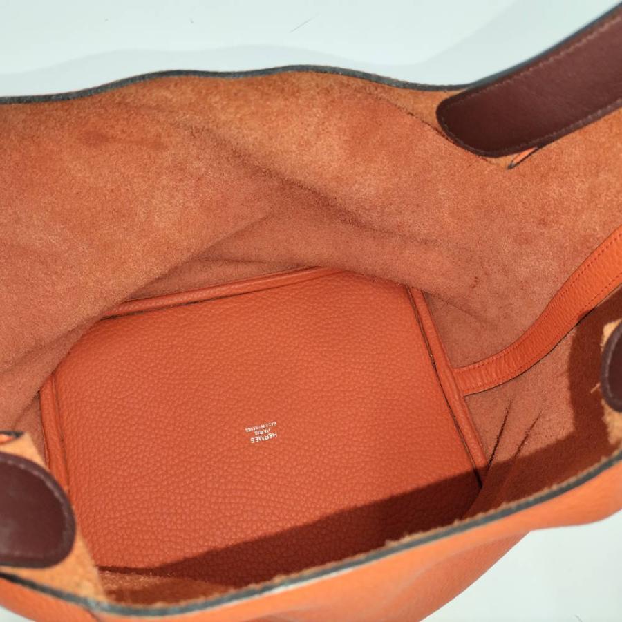 HERMES（エルメス） ピコタンロックMM ハンドバッグ レザー オレンジ系