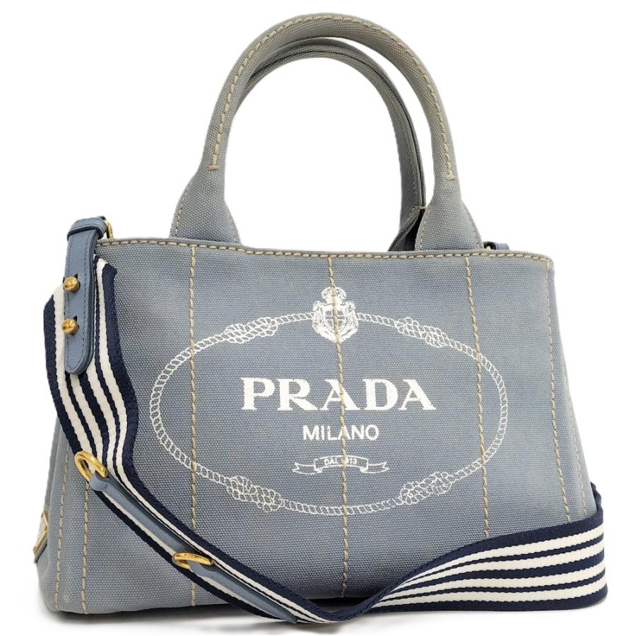PRADA（プラダ） カナパトート トートバッグ デニム ライトブルー : JJ