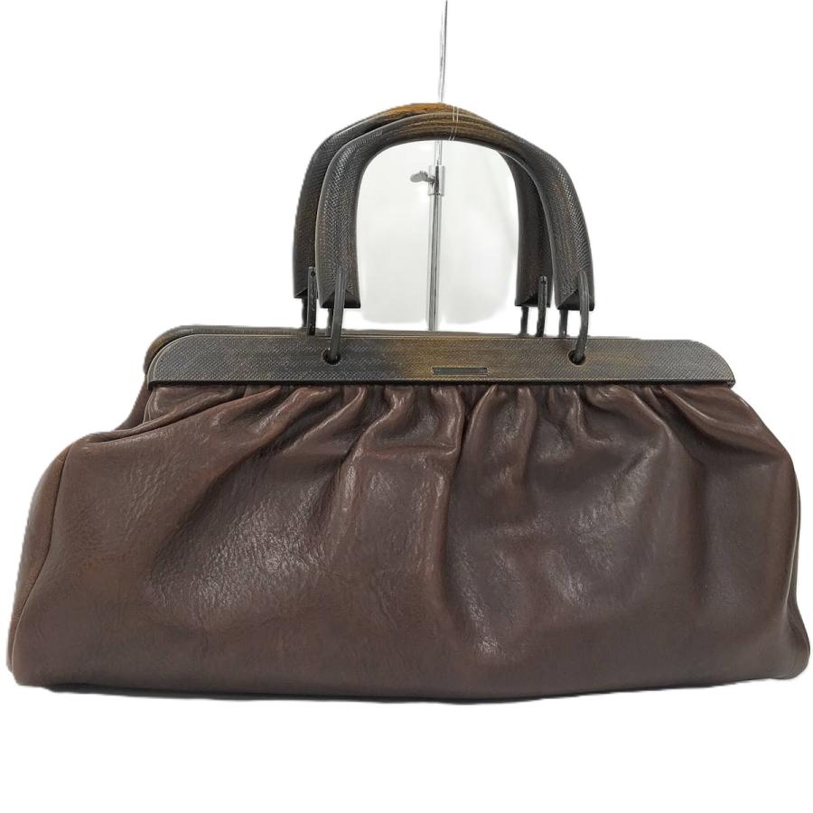 GUCCI（グッチ） ハンドバッグ ウッドハンドル レザー ブラウン 105377