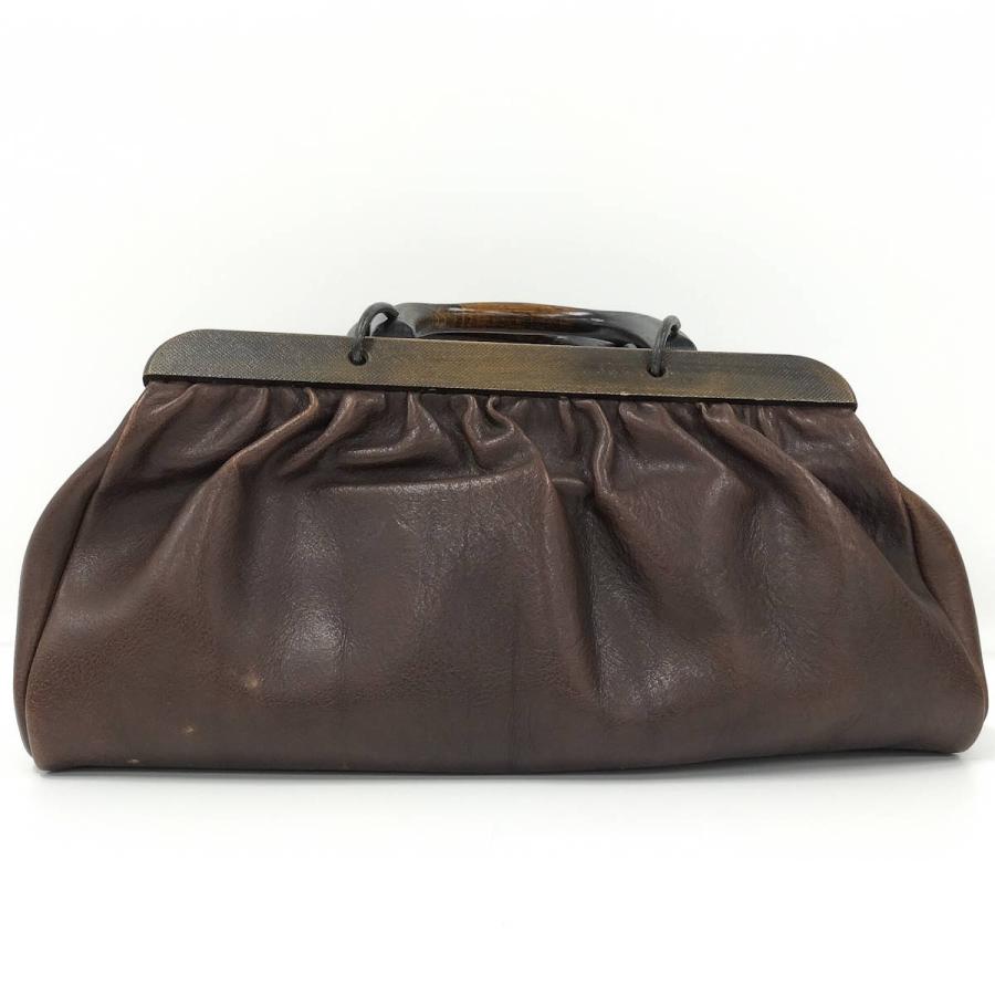 GUCCI ウッドハンドル レザーバッグ GUCCI（グッチ） ハンドバッグ ウッドハンドル レザー ブラウン 105377