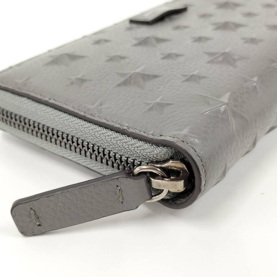 JIMMY CHOO（ジミーチュウ） ラウンドファスナー長財布 レザー グレー 
