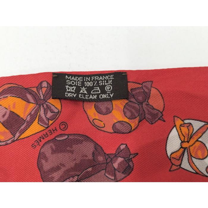 HERMES ツイリースカーフ ジョッキー帽 馬術用帽子 モチーフ レッド系 マルチカラー シルク100%_5