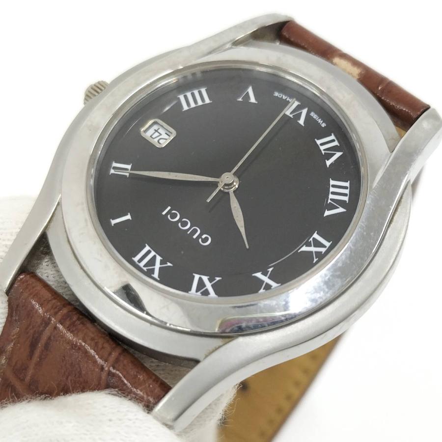 GUCCI グッチ 5500M クォーツ メンズ腕時計 ブラック 稼働 新品電池 GUCCI（グッチ） GUCCI Gクラス メンズ 腕時計 SS レザー クオーツ