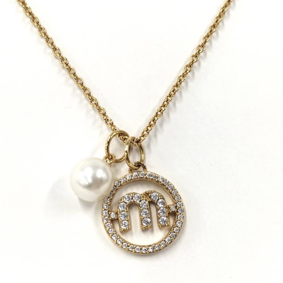 MIU MIU ゴールド ネックレス パール　ラインストーン miu miu（ミュウミュウ） ネックレス フェイクパール ラインストーン