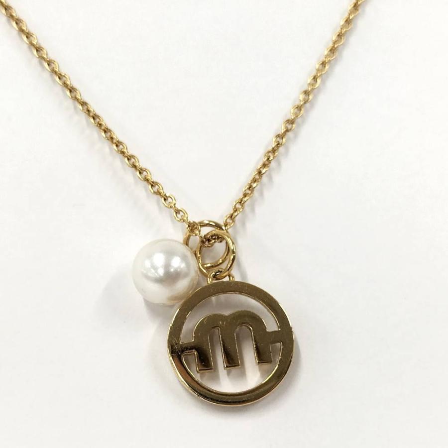 miu miu（ミュウミュウ） ネックレス フェイクパール ラインストーン