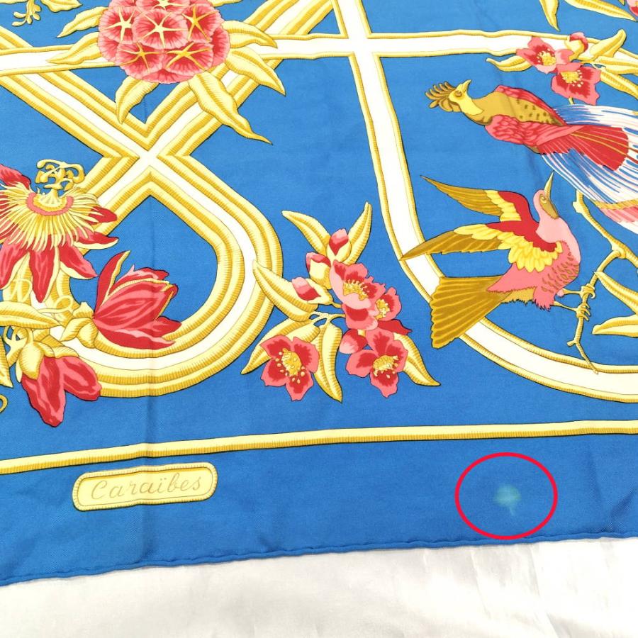 HERMES エルメス　スカーフ　カレ90 「カリブ鳥」 シルク100% HERMES（エルメス） スカーフ カレ90 カリブ鳥 Caraibes シルク100