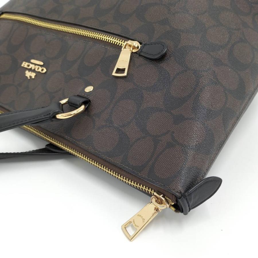COACH シグネチャー ショルダーバッグ PVC ブラウン F79609 Coach F79609 Gallery Tote Shoulder Bag - Brown/Beige 193971357454