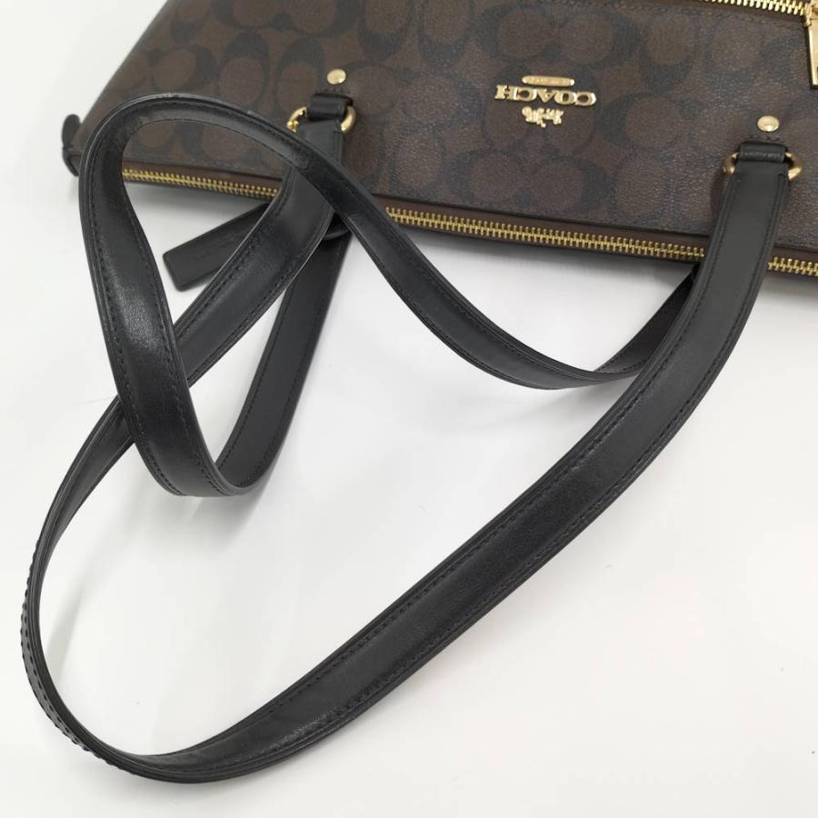 COACH シグネチャー ショルダーバッグ PVC ブラウン F79609 Coach F79609 Gallery Tote Shoulder Bag - Brown/Beige 193971357454