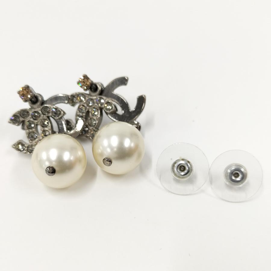 CHANEL（シャネル） ココマーク ラインストーン ピアス メッキ