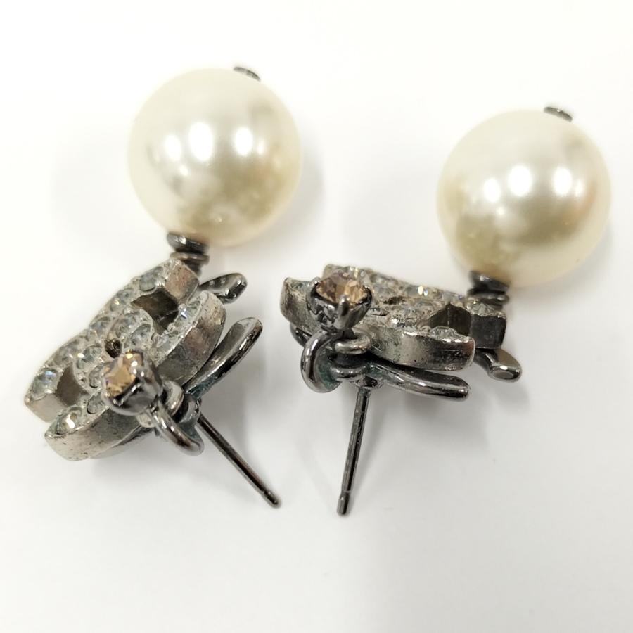 CHANEL（シャネル） ココマーク ラインストーン ピアス メッキ
