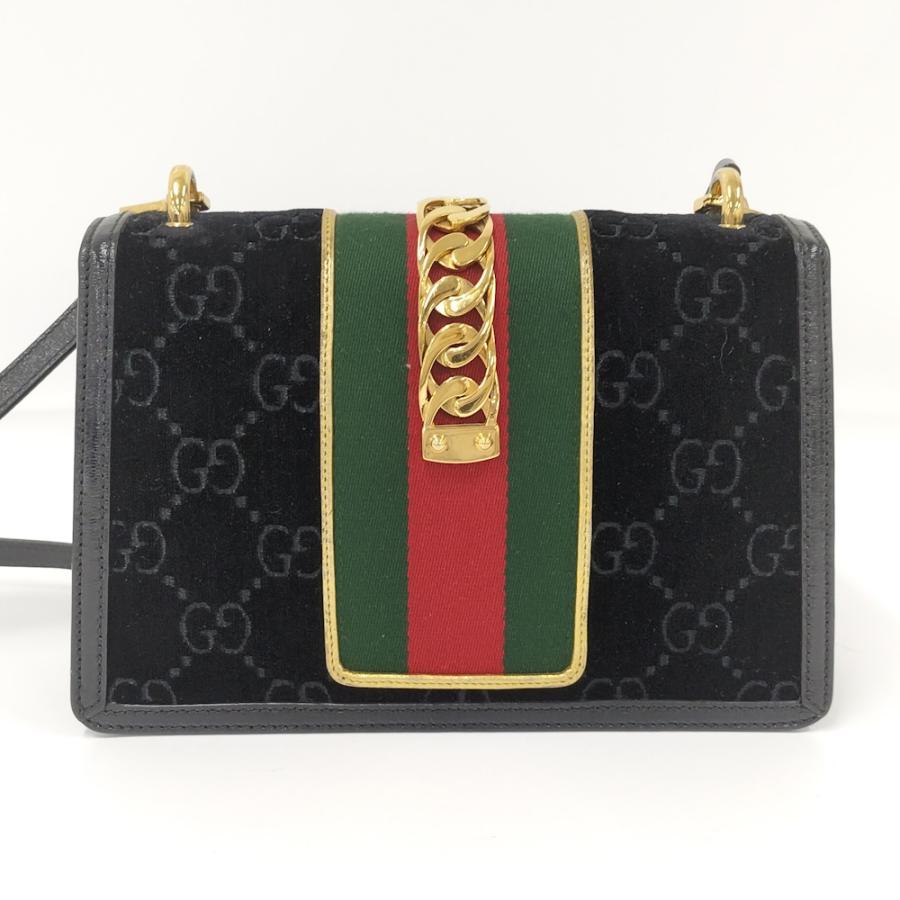 GUCCI（グッチ） ショルダーバッグ シェリーライン スエード ブラック
