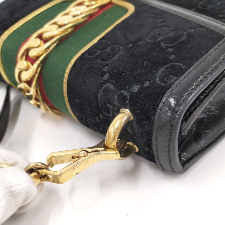 GUCCI（グッチ） ショルダーバッグ シェリーライン スエード ブラック 