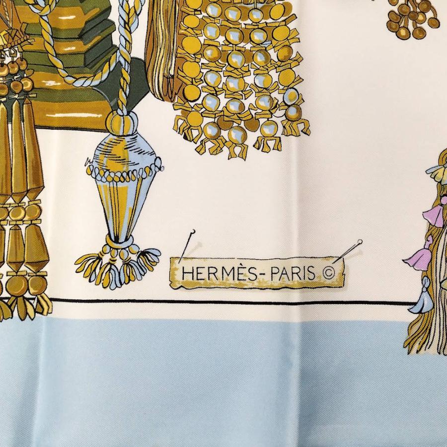 HERMES（エルメス） カレ90 Pasementerie シルク ホワイト×ライト