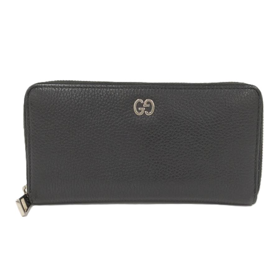 Gucci ブラックレザー 長財布 GUCCI（グッチ） 長財布 ラウンドファスナー ブラック レザー 473928