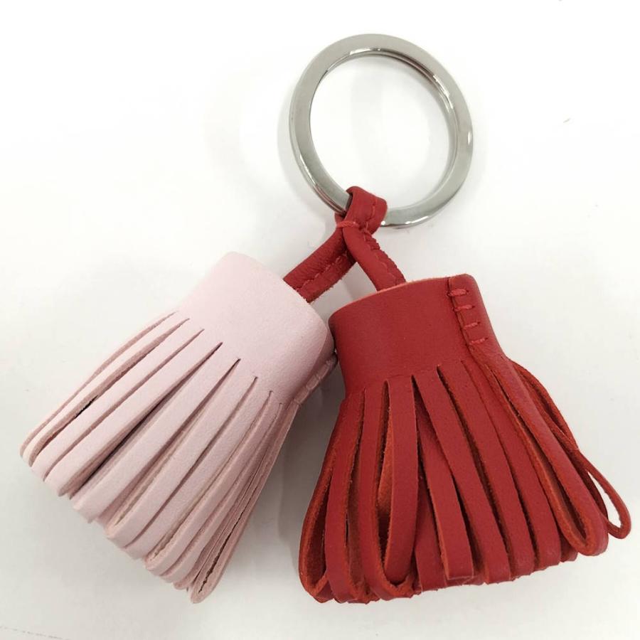 HERMES（エルメス） カルメン ウノドス チャーム レザー レッド×ピンク