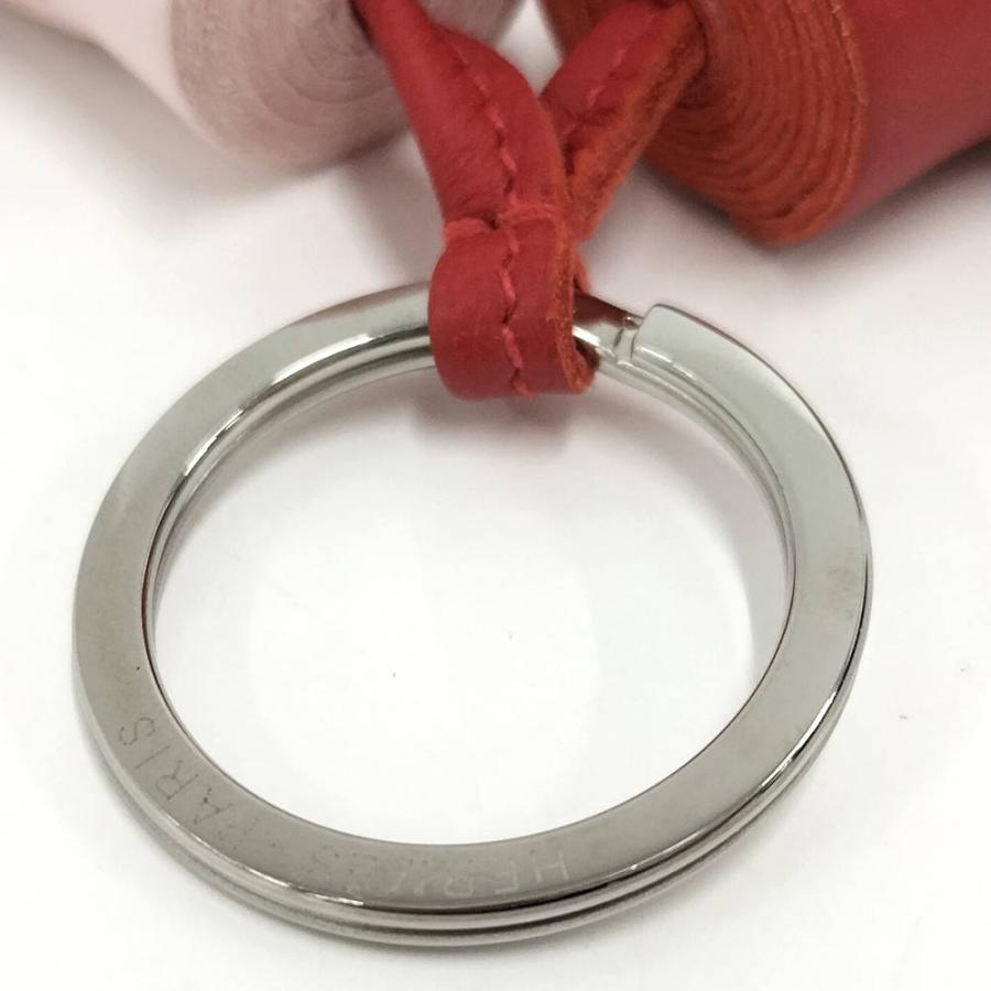 HERMES（エルメス） カルメン ウノドス チャーム レザー レッド×ピンク