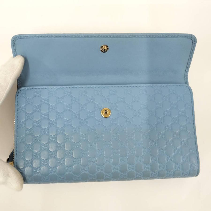 GUCCI（グッチ） 長財布 マイクログッチシマ フラップ レザー ライト