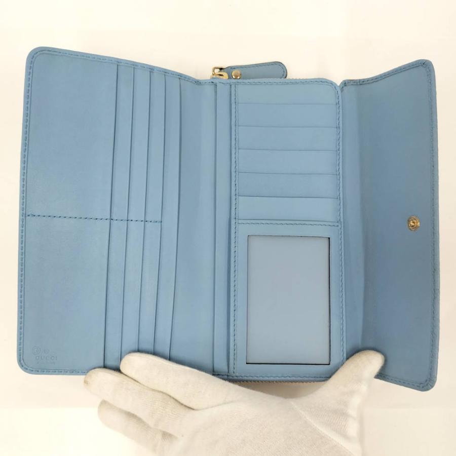 GUCCI（グッチ） 長財布 マイクログッチシマ フラップ レザー ライト