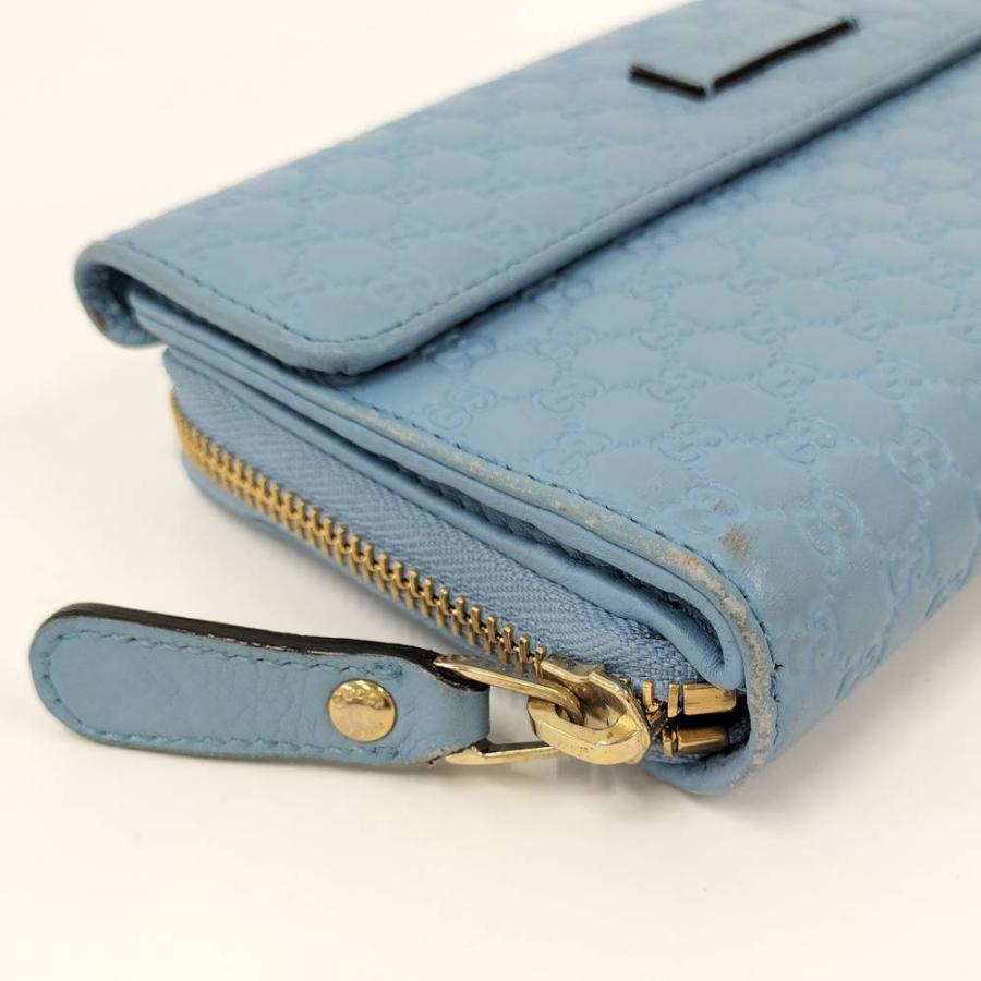 GUCCI（グッチ） 長財布 マイクログッチシマ フラップ レザー ライト