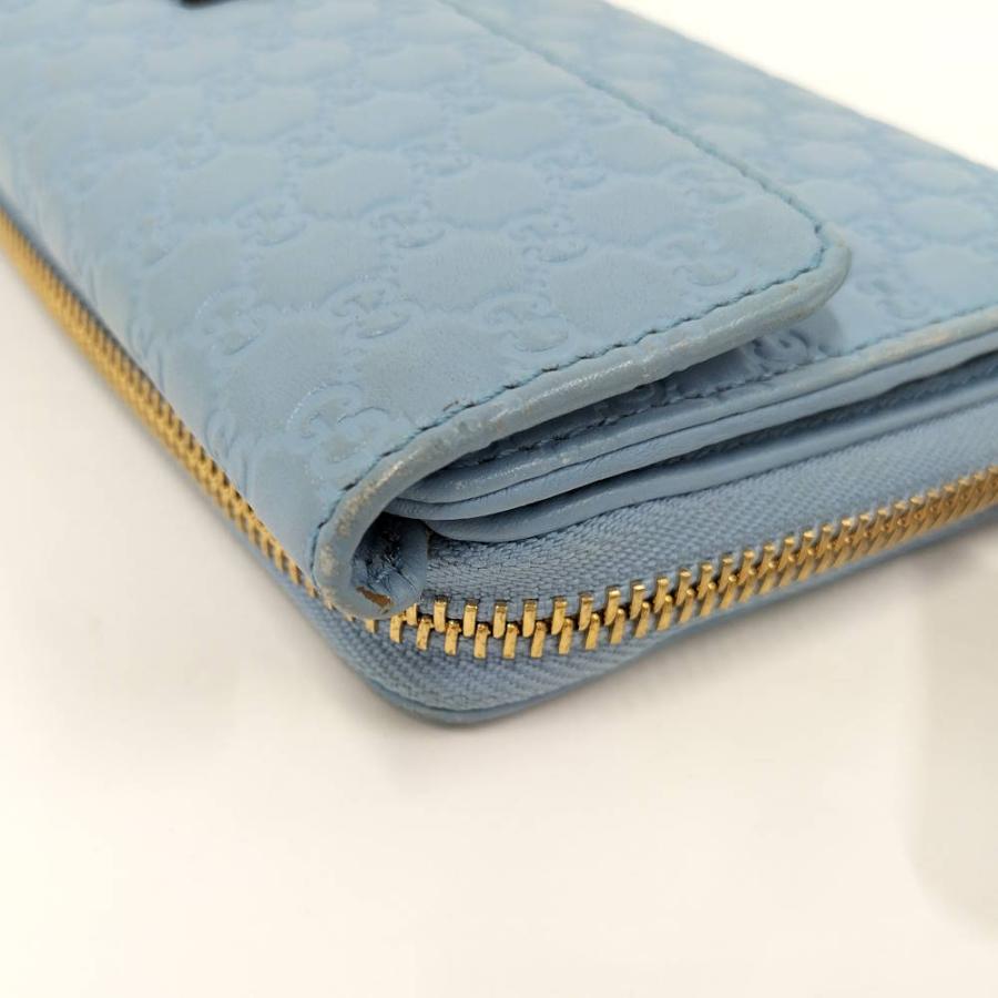GUCCI グッチシマレザー 二つ折り財布 長財布 ライトブルー GUCCI（グッチ） 長財布 マイクログッチシマ フラップ レザー ライト