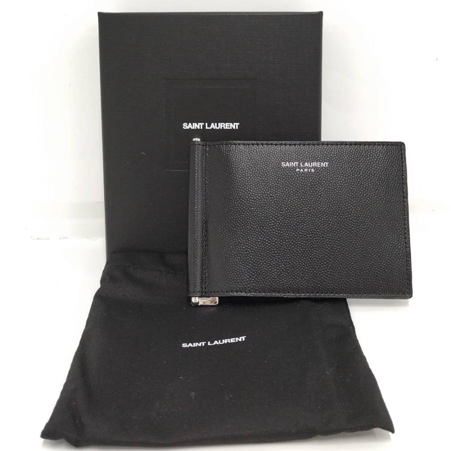 SAINT LAURENT マネークリップ レザー ブラック : JJコレクション