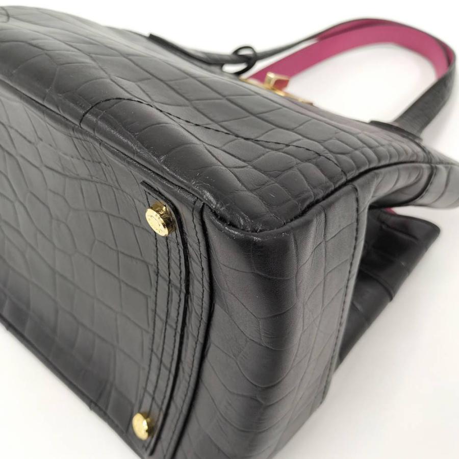 ADMJ 型押しハンドバッグ レザー ブラック : JJコレクション ヤフー店 