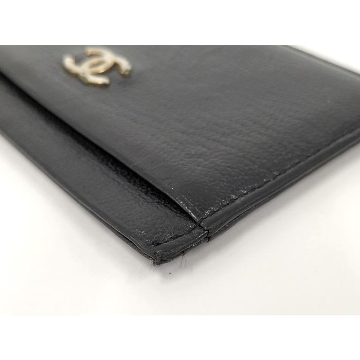 外観美品　CHANEL ポーチ ココマーク ケース　ラムレザー　黒 CHANEL カードケース カードホルダー ココマーク ラムスキン