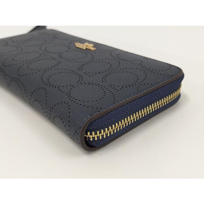 COACH（コーチ） ラウンドファスナー長財布 レザー ネイビー : JJ