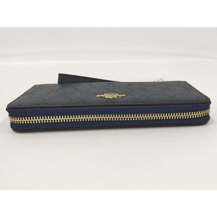 COACH（コーチ） ラウンドファスナー長財布 レザー ネイビー : JJ