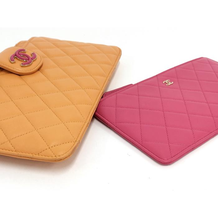 CHANEL（シャネル） マトラッセ ポーチセット レザー オレンジ ピンク