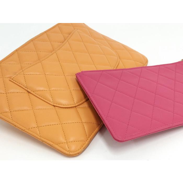 CHANEL（シャネル） マトラッセ ポーチセット レザー オレンジ ピンク