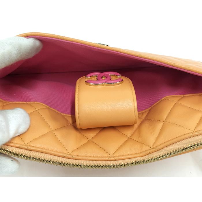 CHANEL（シャネル） マトラッセ ポーチセット レザー オレンジ ピンク