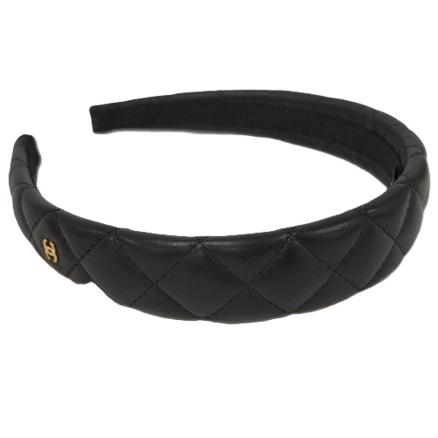 CHANEL カチューシャ（ヘアバンド） CHANEL カチューシャ ヘアバンド レザー ブラック : JJ