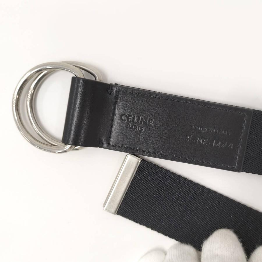 CELINE（セリーヌ） ダブルリング ベルト キャンバス ブラック 30MM