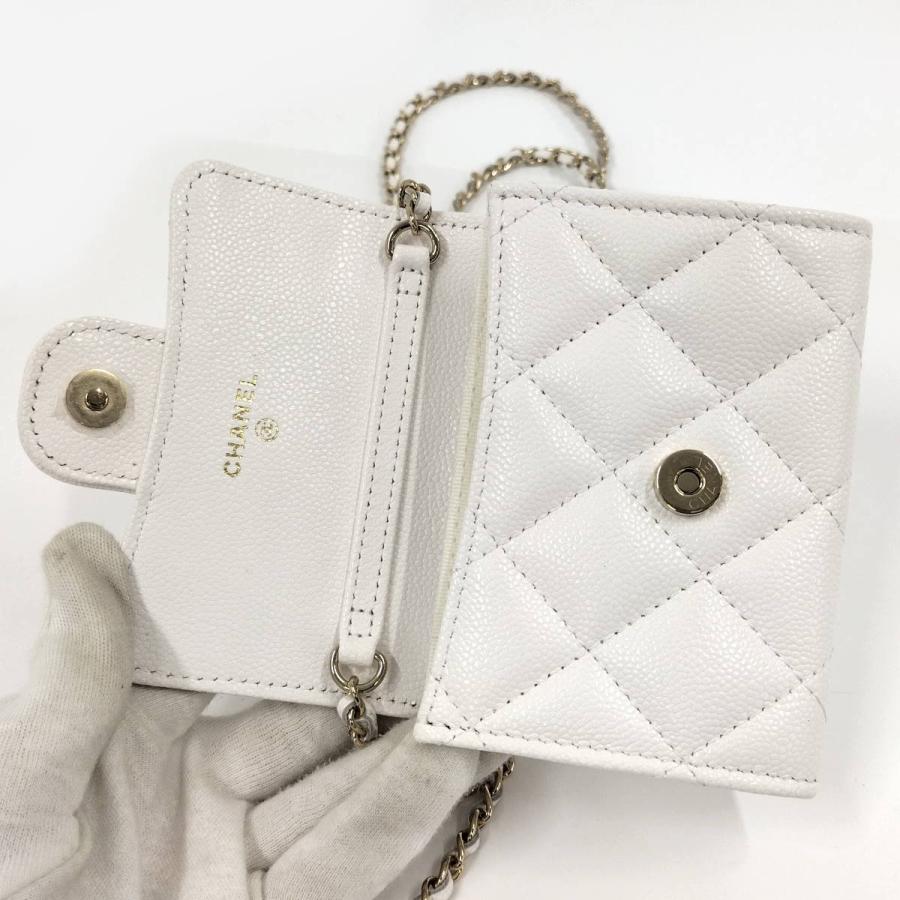 ®*️様 CHANEL シャネル　チェーンウォレット　キャビア　白 CHANEL（シャネル） チェーンウォレット キャビアスキン レザー