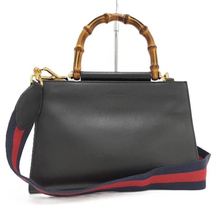 グッチ　2way ショルダーバッグ　ニムフェア　ハンドバッグ　バンブー　レザー GUCCI 2WAYショルダーバッグ ニムフェア バンブー レザー