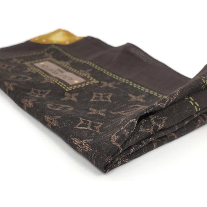 LOUIS VUITTON スカーフ モノグラム コットン100％ ダークブラウン 