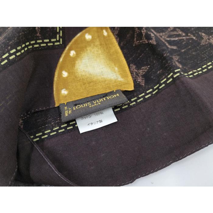 LOUIS VUITTON スカーフ モノグラム コットン100％ ダークブラウン 
