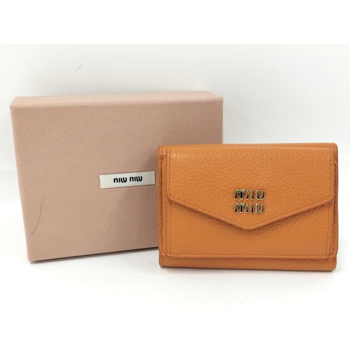 miu miu 三つ折り財布 オレンジ miu miu（ミュウミュウ） 三つ折り財布 オレンジ 5MH021 : JJ