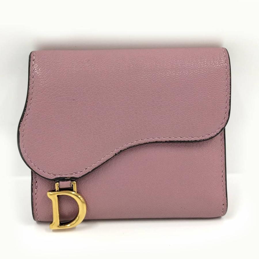 Dior 三つ折り財布 サドルロータス レザー ピンク S5652CCEH : JJ