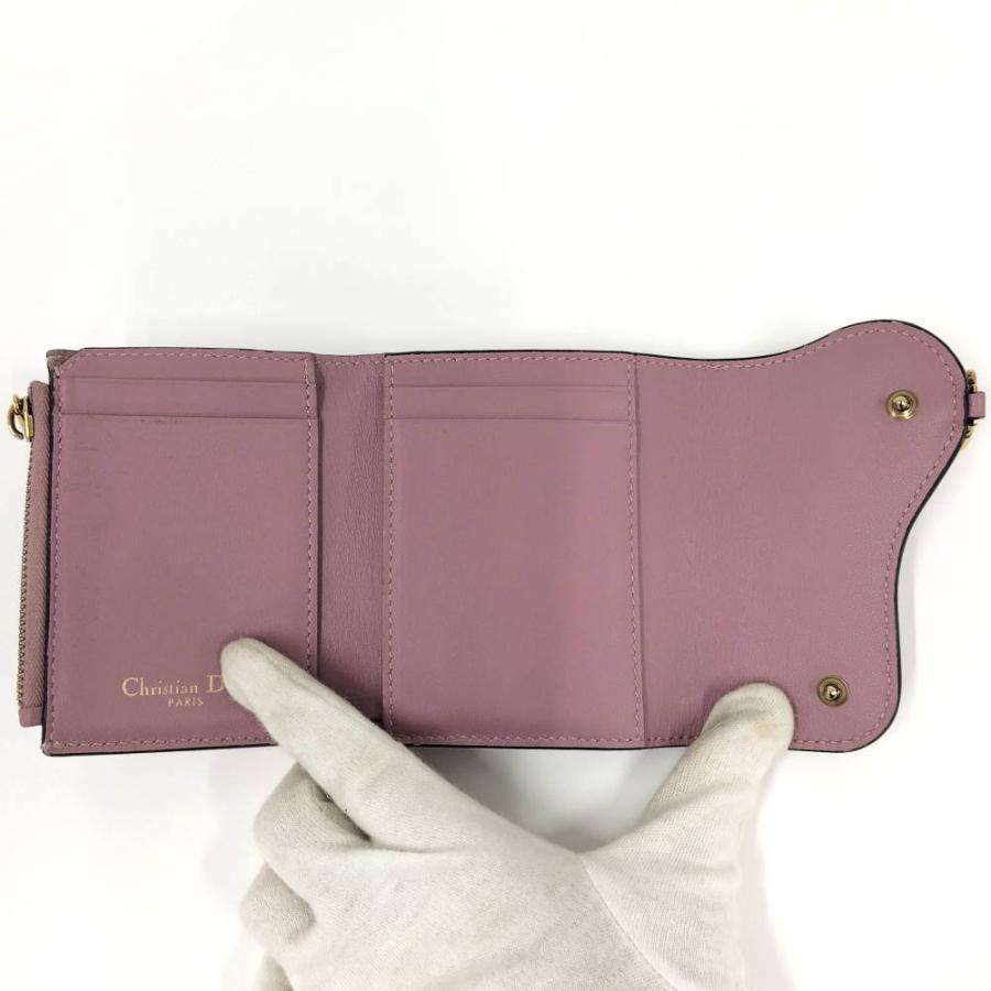 Dior 三つ折り財布 サドルロータス レザー ピンク S5652CCEH : JJ