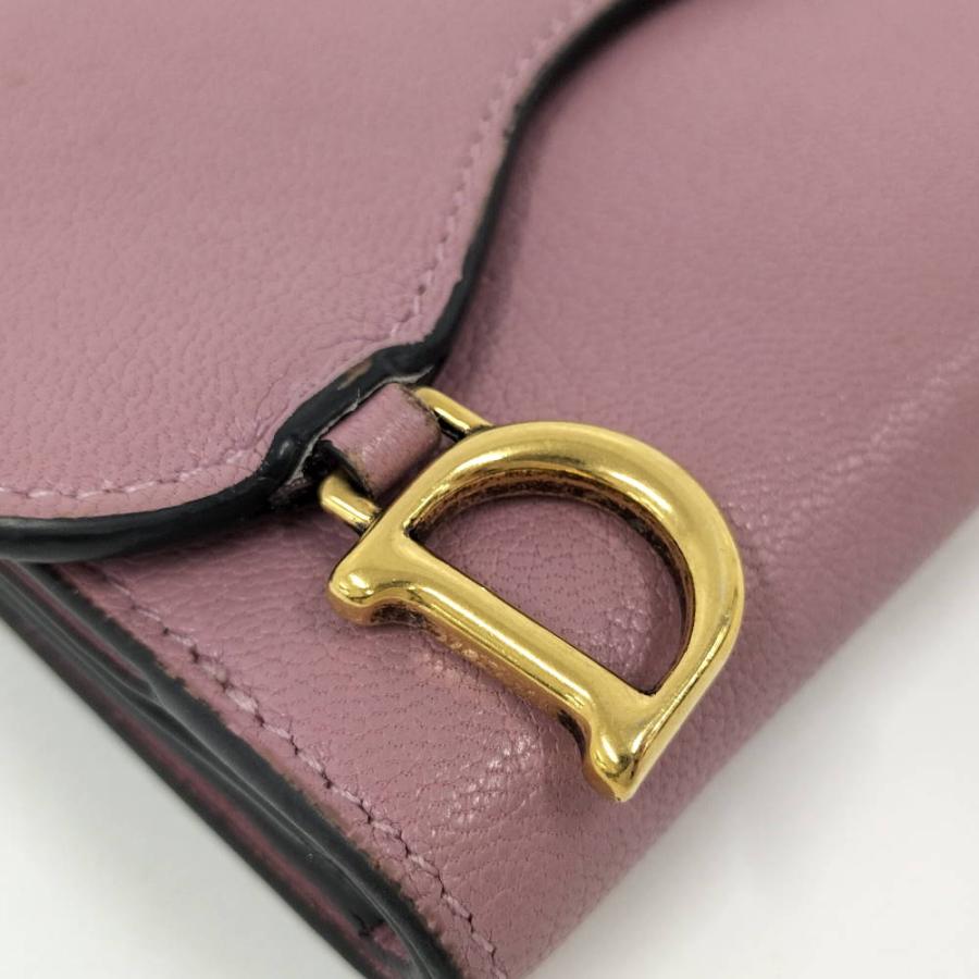 ゆな】Dior レザー三つ折り財布 ベージュ ピンク ディオール三つ折り