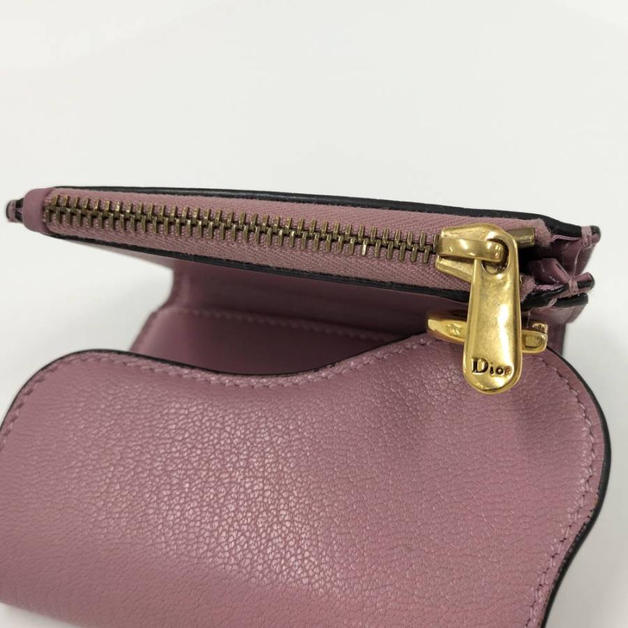 Dior 三つ折り財布 サドルロータス レザー ピンク S5652CCEH : JJ