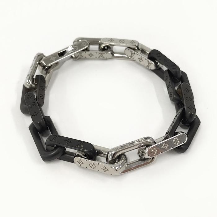 美品 ルイヴィトン ブレスレット モノグラム チェーン ブラック シルバー LOUIS VUITTON ブレスレット モノグラム チェーン シルバー