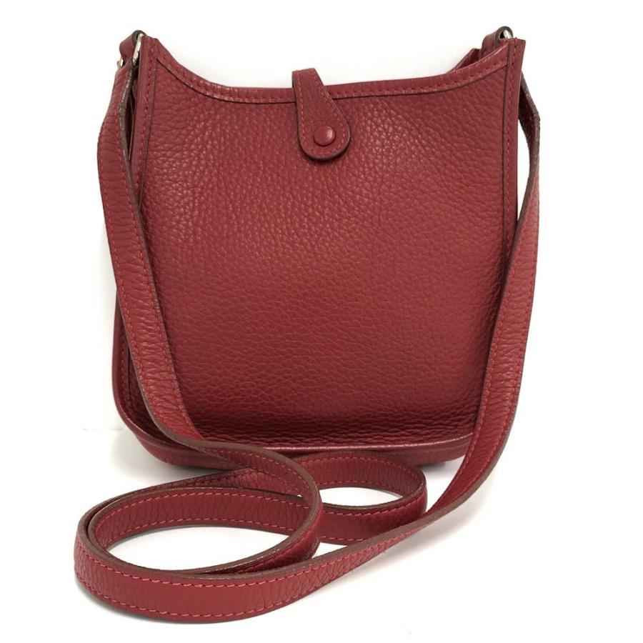 HERMES エヴリンPM ショルダーバッグ レッド HERMES（エルメス） ショルダーバッグ エヴリンTPM レッド レザー □G