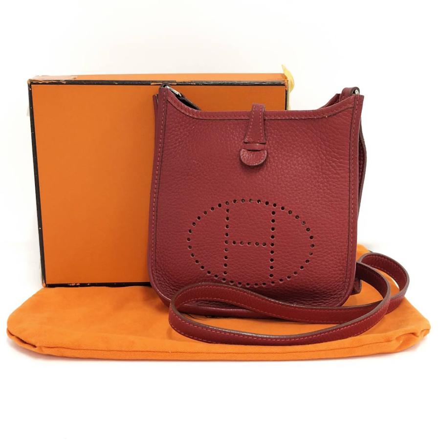 HERMES（エルメス） ショルダーバッグ エヴリンTPM レッド レザー □G