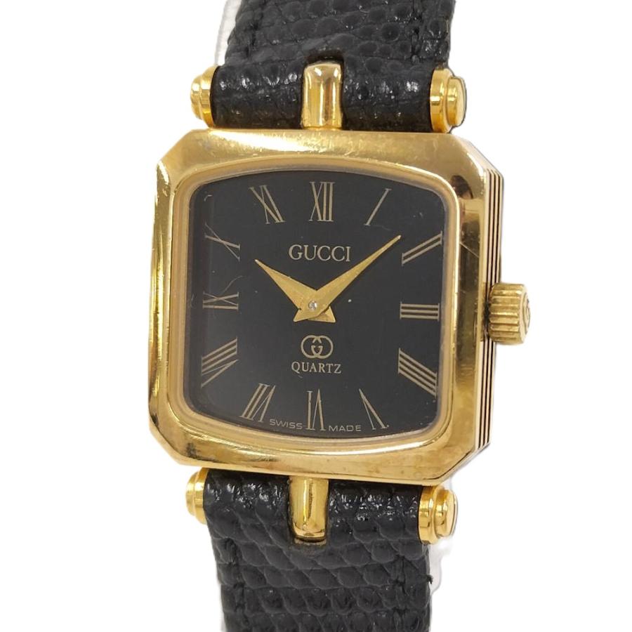 美品✨GUCCI グッチ シェリーライン クォーツ メンズ 黒文字盤 箱付き GUCCI（グッチ） レディース 腕時計 シェリーライン スクエア クオーツ