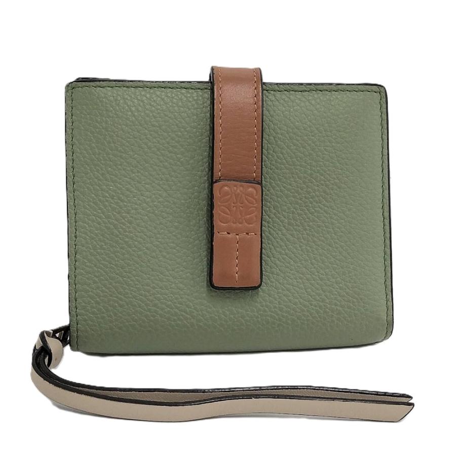 LOEWE 二つ折り財布 グリーン LOEWE（ロエベ） 二つ折り財布 アナグラム レザー グリーン系 : JJ