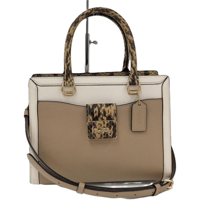 COACH 2WAYショルダー トートバッグ レザー ベージュ CD484